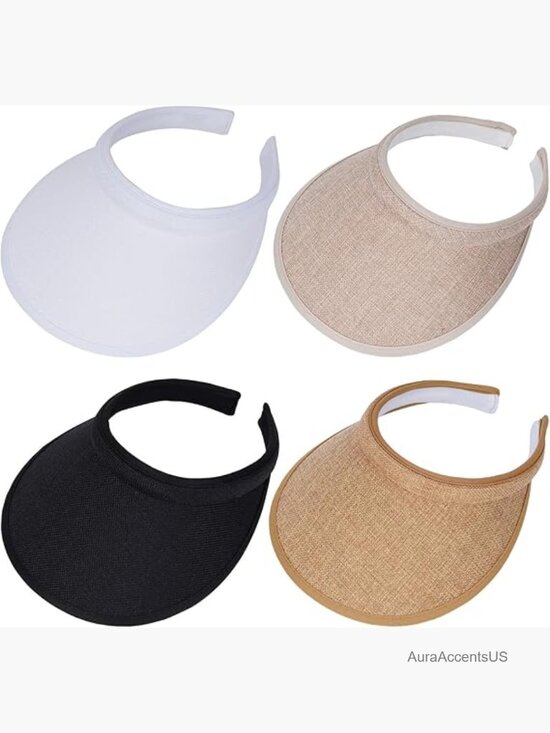 4 Clip On Sun Visors Wide Brim UV Protection Golf Tennis Beach Slip On Visor main image 6